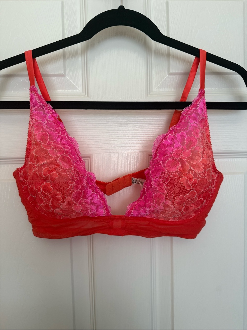 Free People Intimately Red Bra with Pink Lace Overlay